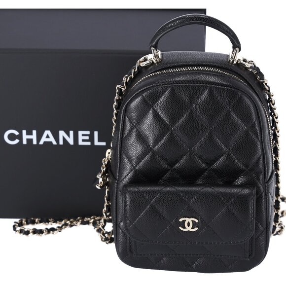 CHANEL Caviar Quilted CC Mini Classic Backpack Black Convertible Crossbody - Picture 1 of 11